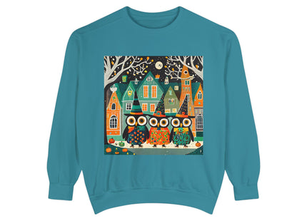 Night of the Trick-or-Treating Owlets Unisex Garment-Dyed Sweatshirt