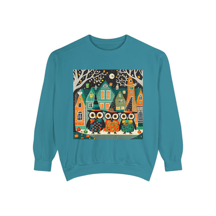 Night of the Trick-or-Treating Owlets Unisex Garment-Dyed Sweatshirt