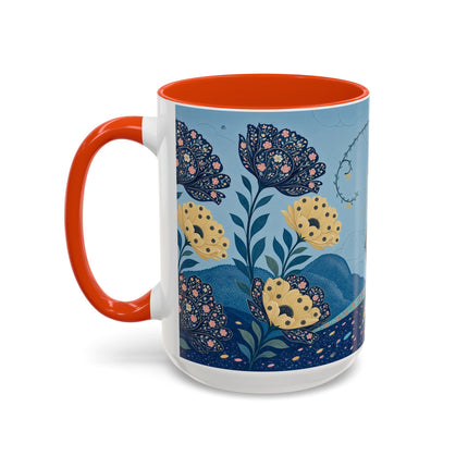 🌼🦋 The Enchanted Butterfly Garden Promenade Colorful Mug – Art Deco Floral Whimsy