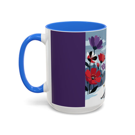 🎿❄️ The Winter Flower Skier Colorful Mug – Art Deco Alpine Fantasy