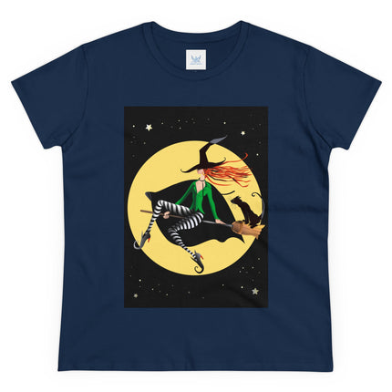 A Witch’s Moonlit Flight Women's Midweight Cotton Tee