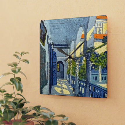 Gallery of a Moroccan Riad Acrylic Wall Clock, Round and Square