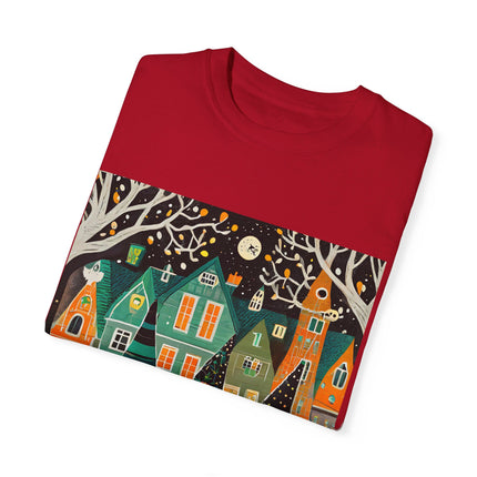 Night of the Trick-or-Treating Owlets Unisex Garment-Dyed T-shirt