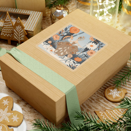 🦚❄️ The Lady Of The Winter Phoenix Garden Kiss-Cut Sticker – Art Deco Floral Fantasy