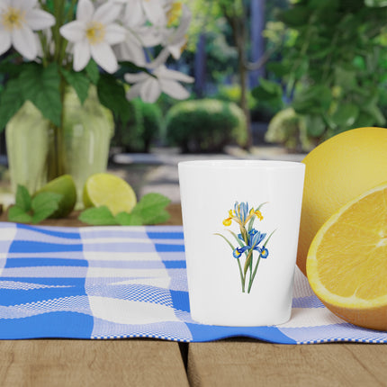 Spanish Iris botanical illustration by Pierre-Joseph Redouté Ceramic Shot Glass