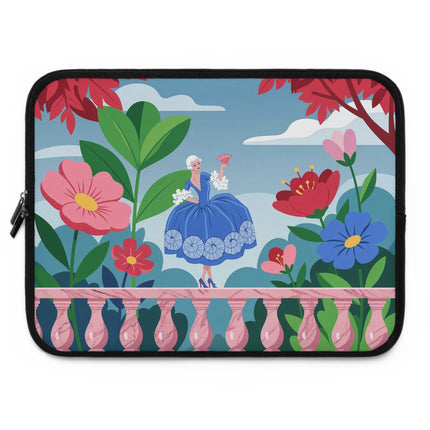 🌺🪭 The Lady Of The Grand Garden Terrace Laptop Sleeve – Art Deco Floral Elegance