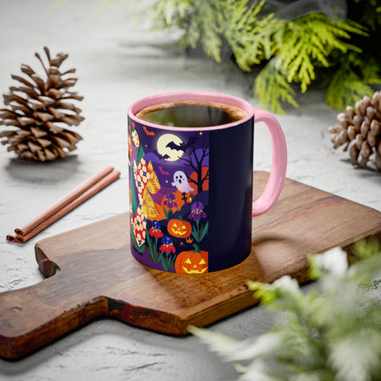 🌙🎃 The Moonlit Garden Masquerade Colorful Mug – Floral Halloween Charm