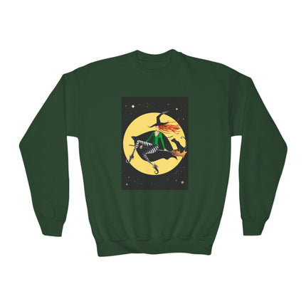 A Witch’s Moonlit Flight Youth Crewneck Sweatshirt