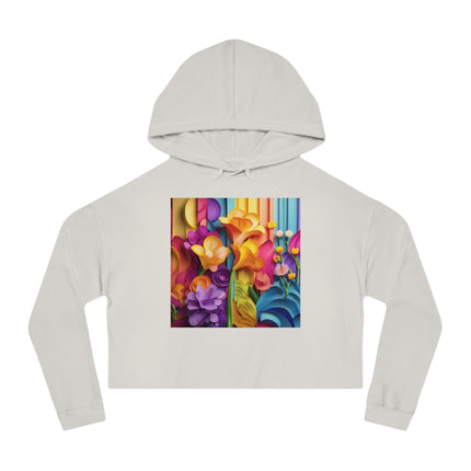 The Graceful Freesia Women’s Cropped Hooded Sweatshirt