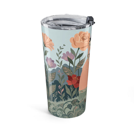 🌹🐈 The Lady And Puss In Boots Tumbler, 20oz – Art Deco Floral Whimsy