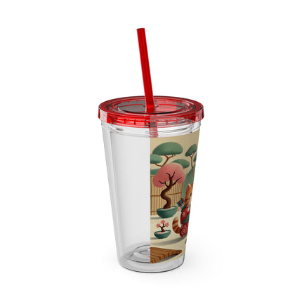 Archer Kitten in the Zen Garden Sunsplash Tumbler with Straw, 16oz