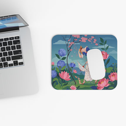 🌸☂️ The Lady Of The Fallen Parasol Mouse Pad – Art Deco Garden Whimsy