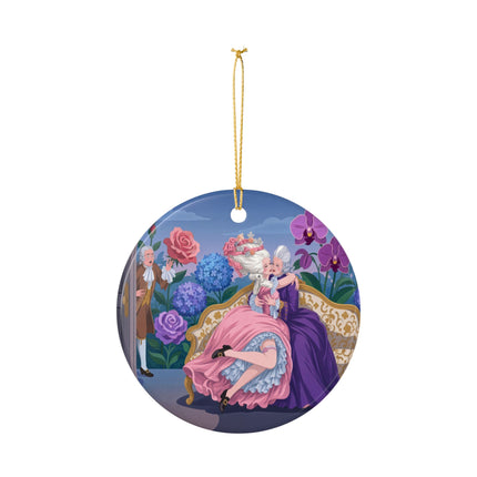 🌹💜 The Secret Embrace Ceramic Ornament – Art Deco Floral Romance