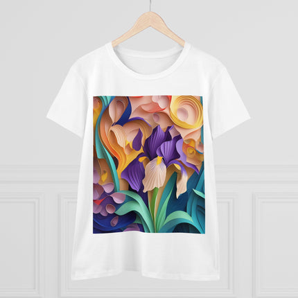 The Elegant Iris Flower Women's Midweight Cotton Tee