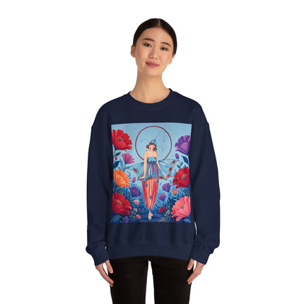 🎪🌺 The Flower Garden Harlequin Crewneck Sweatshirt – Art Deco Fashion Whimsy