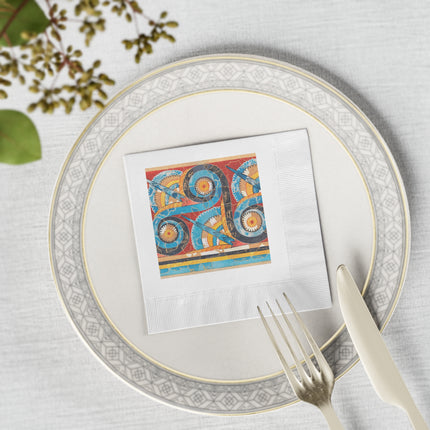 Reproduction of S-Spiral Frieze by Emile Gilliéron White Coined Napkins