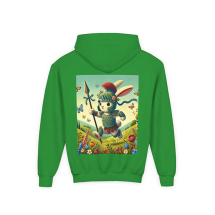 Rabbit Gladiator Youth Hooded Sweatshirt – Courage, Adventure & Playful Heroism