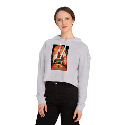 January & Garnet (from the Gem Series) by Sofia Chiostri Women’s Cropped Hooded Sweatshirt