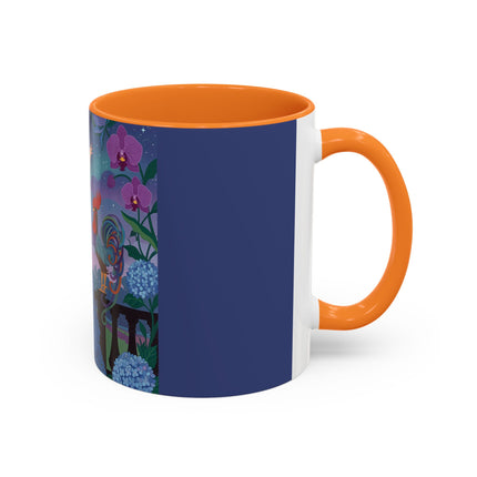 The Lady And The Morning Song Colorful Mugs – Art Deco Botanical Elegance