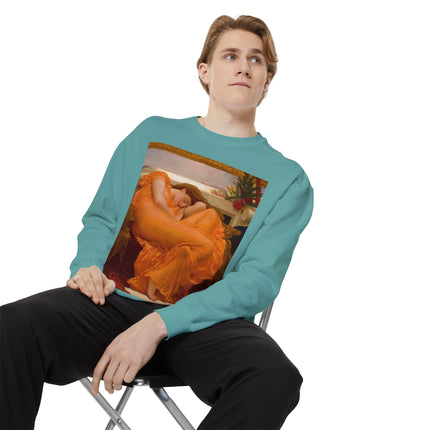Flaming June by Frederic Leighton Unisex Garment-Dyed Sweatshirt