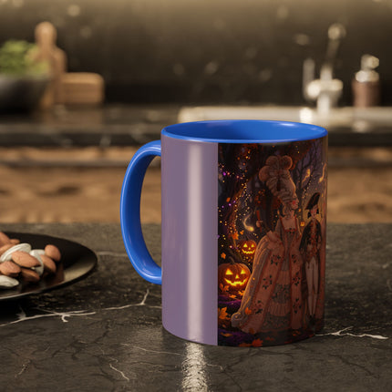 🎃🌙 The Midnight Court Of Pumpkin Grove Colorful Mug – Elegant Halloween Masquerade
