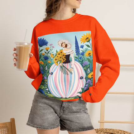 🌻🎀 The Sunflower Garden Bouquet Crewneck Sweatshirt – Art Deco Floral Elegance