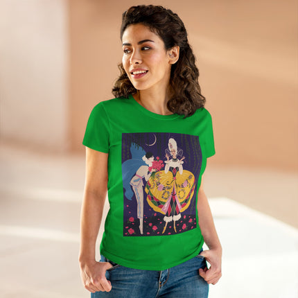 🌹🌙 The Queen Of The Midnight Roses Cotton Tee – Art Deco Garden Fantasy