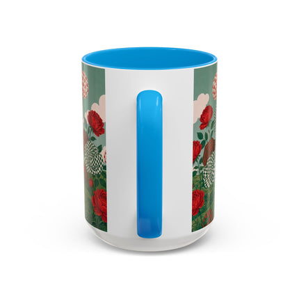 🌹💚 The Scarlet Rose Checkerboard Garden Colorful Mug – Art Deco Floral Whimsy
