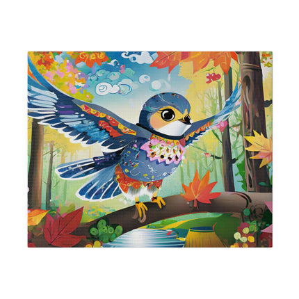 Baby Hawk Plays in Forest Matte Canvas, Stretched, 0.75"
