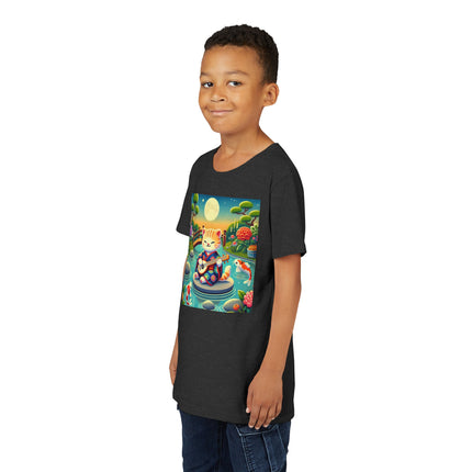 Melodic Kitten by the Koi Pond Youth Short Sleeve Tee