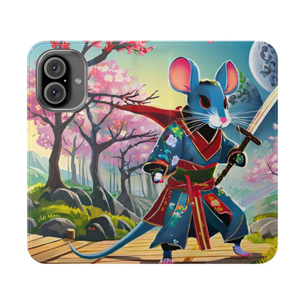 🐀⚔️ Cyber Samurai Rat Flip Case – Neon Discipline & Futuristic Skill