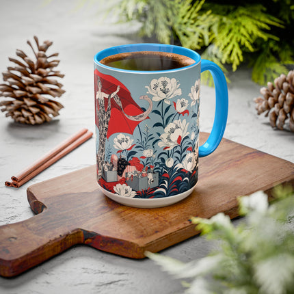 ❤️🌺 The Scarlet Parasol Spectacle Colorful Mug – Art Deco Fashion Elegance