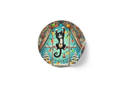 Mischief in Tinselland Round Sticker Label Rolls