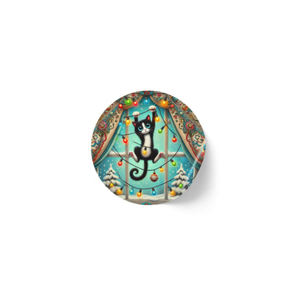 Mischief in Tinselland Round Sticker Label Rolls