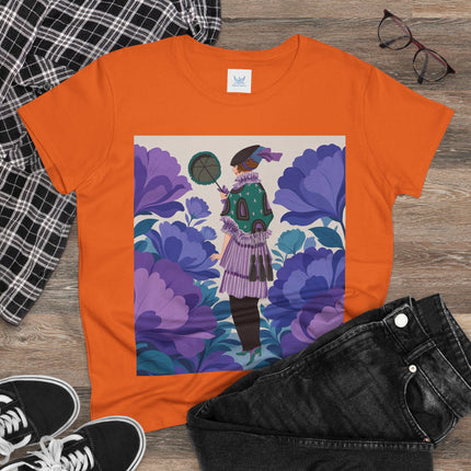 💜🌸 The Violet Garden Promenade Cotton Tee – Art Deco Floral Fashion