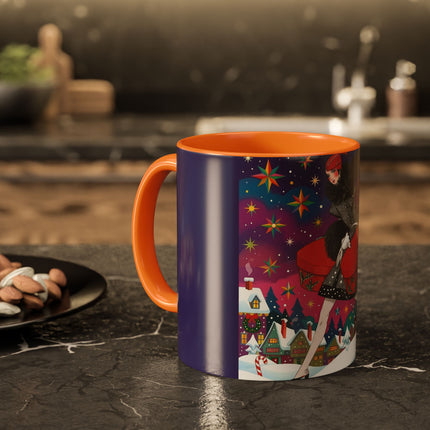 🎁✨ The Lady Of The Christmas Hatbox Colorful Mug – Art Deco Holiday Fantasy