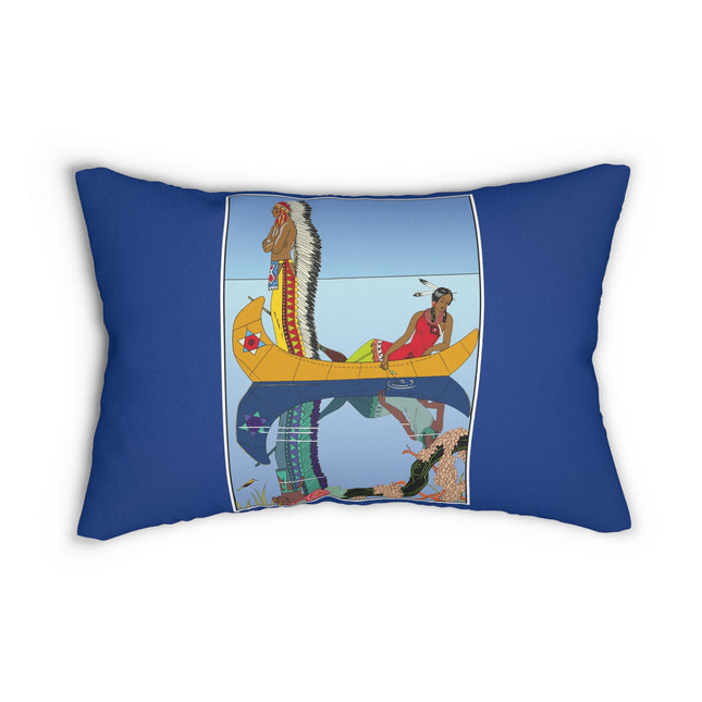 Le long du Missouri (Indian couple on the Missouri River) by George Barbier Spun Polyester Lumbar Pillow