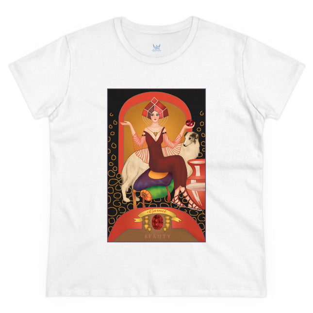 January & Garnet (from the Gem Series) by Sofia Chiostri Women's Midweight Cotton Tee