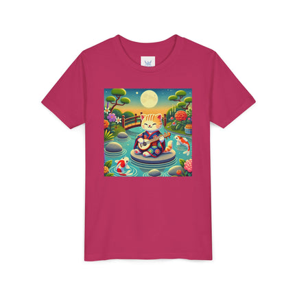 Melodic Kitten by the Koi Pond Youth Short Sleeve Tee