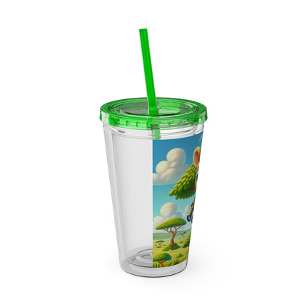 Giraffe Lookout Sunsplash Tumbler with Straw, 16oz
