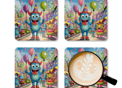 Monster Parade Madness Corkwood Coaster Set