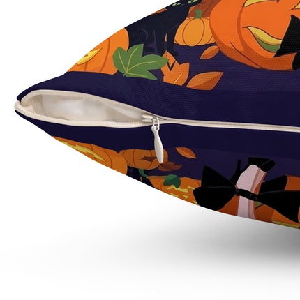 🐈‍⬛🎃 The Black Cat Pumpkin Belle Square Pillow – Vintage Halloween Charm