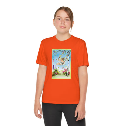 Spring Fairy's Floral Swing Youth Competitor Tee – Garden Magic & Whimsical Adventure