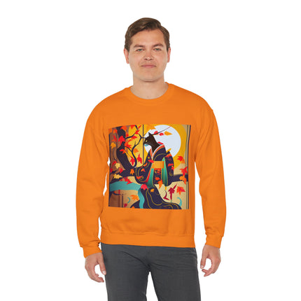 Black Cat in Kimono Unisex Heavy Blend™ Crewneck Sweatshirt