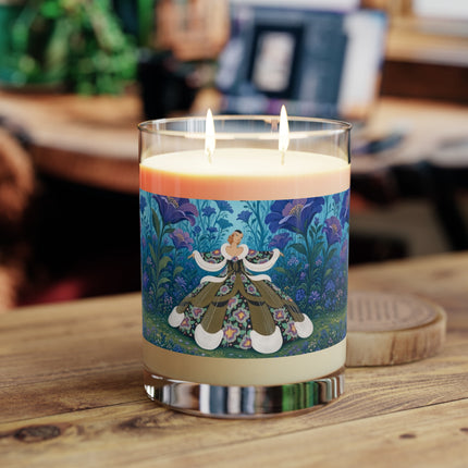 💜🌸 The Enchanted Twilight Flower Garden Scented Candle – Art Deco Floral Elegance