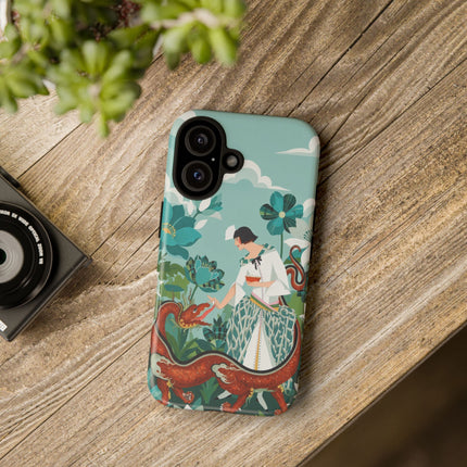 🐉🌿 The Dragon Keeper Phone Case – Art Deco Floral Fantasy