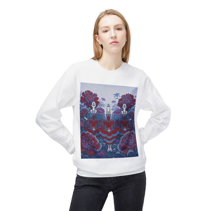 🎭🌺 The Enchanted Garden Masquerade Trio Midweight Crewneck Sweatshirt – Art Deco Floral Elegance