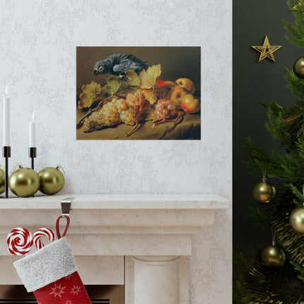 Still Life with Parrot and Grapes by Erasmus Von Engert Matte Horizontal Posters
