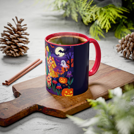 🌙🎃 The Moonlit Garden Masquerade Colorful Mug – Floral Halloween Charm