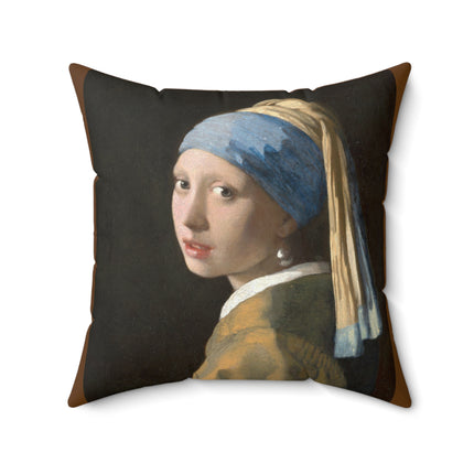 Girl with a Pearl Earring by Johannes Vermeer Spun Polyester Square Pillow